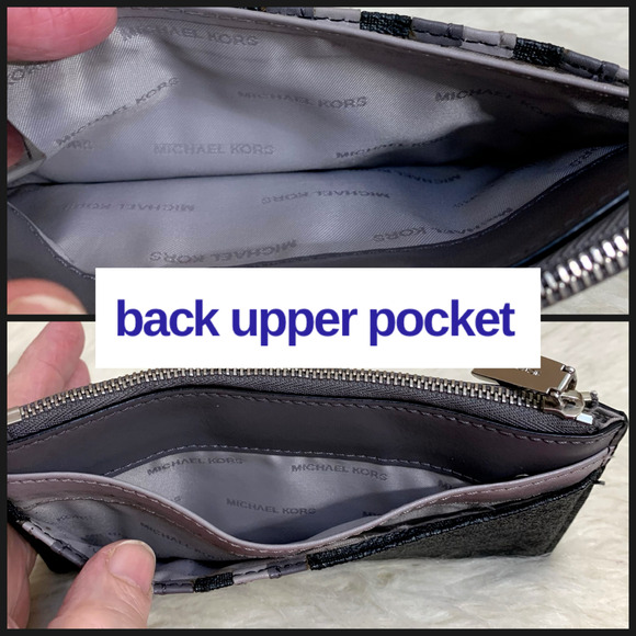 MICHAEL KORS Jet Set Travel Black/Gray Logo Flat Euro Card Case Wallet w/Keyring - Picture 10 of 15